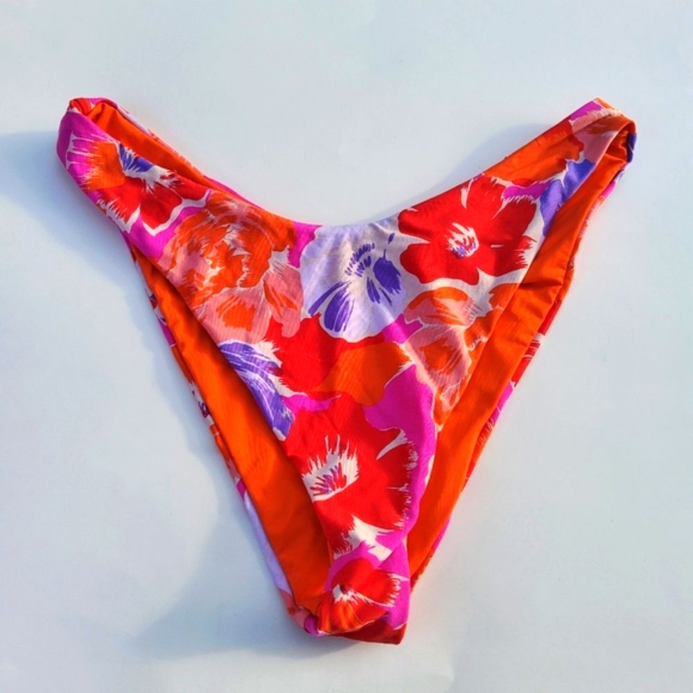 L*Space Cabana Bitsy 2 Sided Swimsuit Bottom Size L Super Bloom Orange New